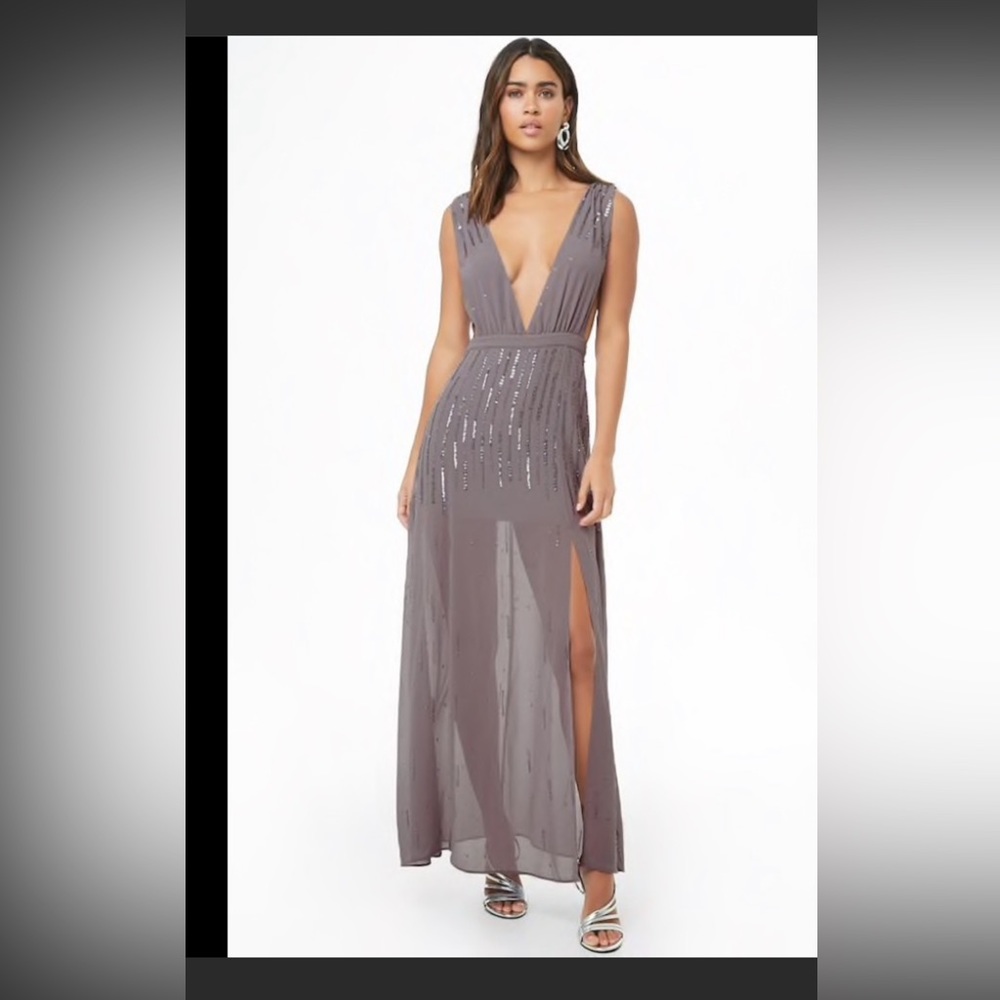 Brand new beautiful sequin dress with deep V